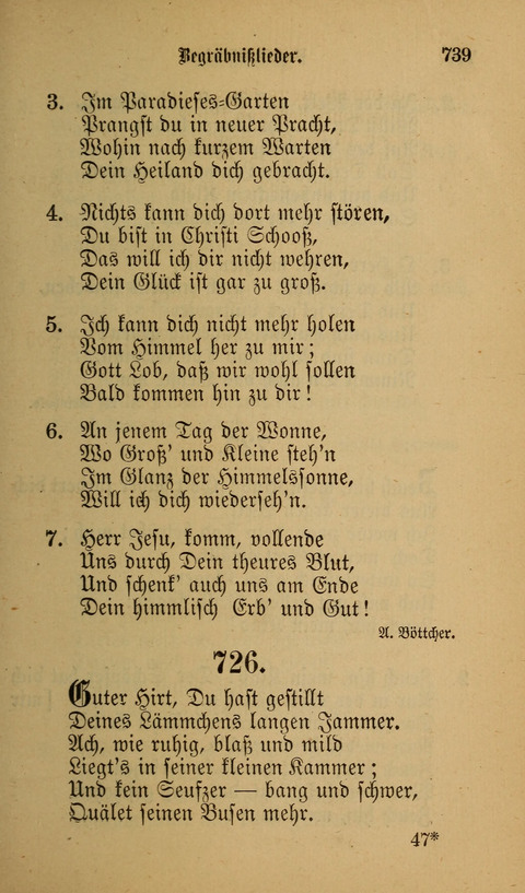 Die Glaubensharfe: Gesangbuch der deutschen Baptisten-Gemeinden. Herausgegeben auf Beschluß der Bundeskonferenz der Deutchen Baptisten-Gemeinden von America page 739