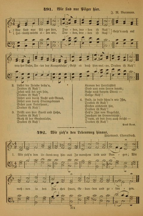 Die Glaubensharfe (With Melodies): Gesangbuch der deutschen Baptisten-Gemeinden. Herausgegeben auf Beschluß der Bundeskonferenz der Deutchen Baptisten-Gemeinden von America (2. ed) page 374