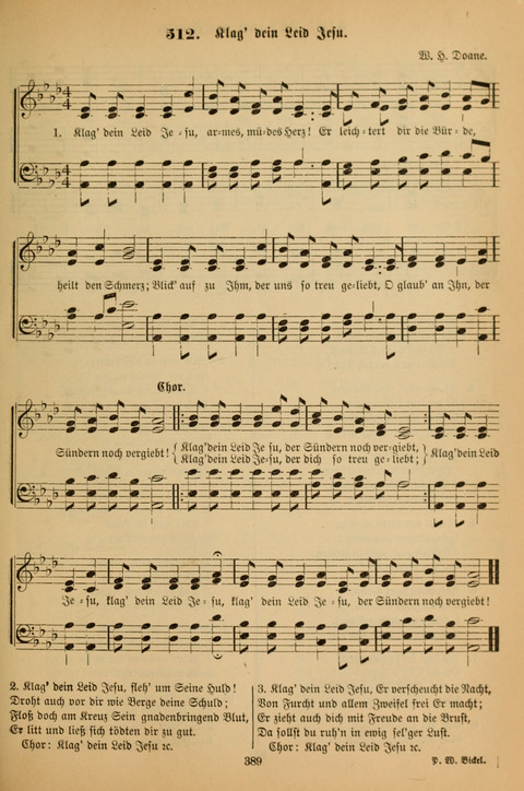 Die Glaubensharfe (With Melodies): Gesangbuch der deutschen Baptisten-Gemeinden. Herausgegeben auf Beschluß der Bundeskonferenz der Deutchen Baptisten-Gemeinden von America (2. ed) page 389