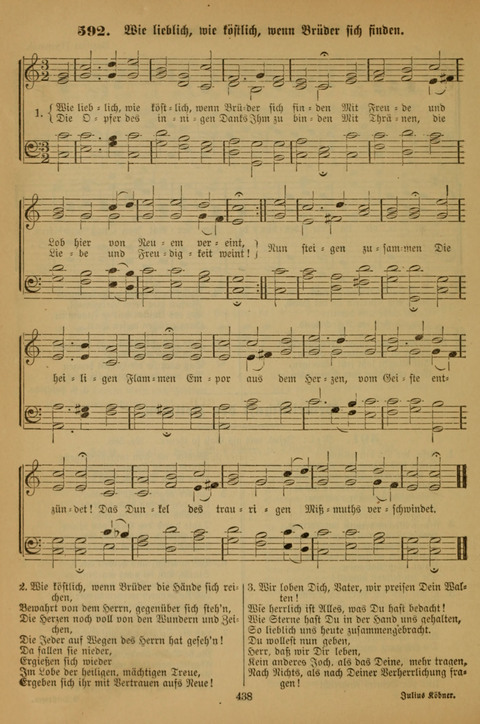 Die Glaubensharfe (With Melodies): Gesangbuch der deutschen Baptisten-Gemeinden. Herausgegeben auf Beschluß der Bundeskonferenz der Deutchen Baptisten-Gemeinden von America (2. ed) page 438