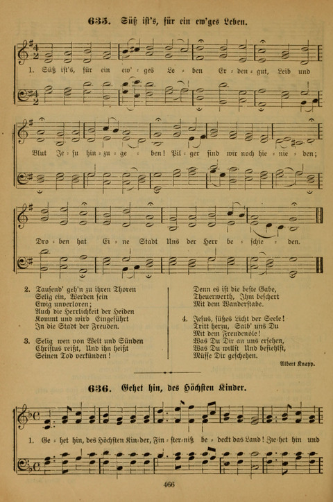 Die Glaubensharfe (With Melodies): Gesangbuch der deutschen Baptisten-Gemeinden. Herausgegeben auf Beschluß der Bundeskonferenz der Deutchen Baptisten-Gemeinden von America (2. ed) page 466