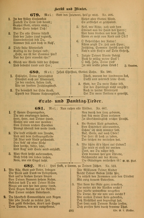 Die Glaubensharfe (With Melodies): Gesangbuch der deutschen Baptisten-Gemeinden. Herausgegeben auf Beschluß der Bundeskonferenz der Deutchen Baptisten-Gemeinden von America (2. ed) page 493