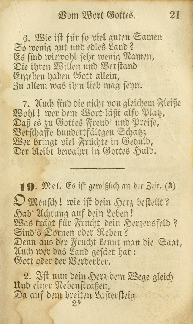 Die Gemeinschaftliche Liedersammlung: zum allgemeinen Gebrauch des wahren Gottesdienstes: mit einem inhalt sammt zwensachen register versehen (3 aufl.) page 21