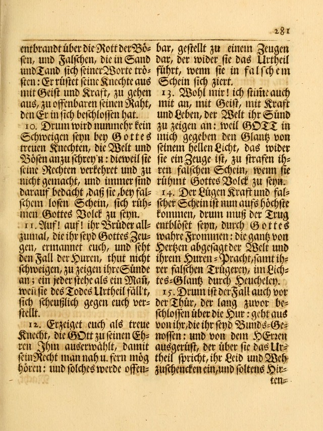 Das Gesäng Der einsamen und verlassenen Turtel-Taube, Nemlich der Christlichen Kirche: oder geistliche u. erfahrungs-volle liedens u. libes-gethöne, als darinnen bendes die volrkost der neuen welt... page 281