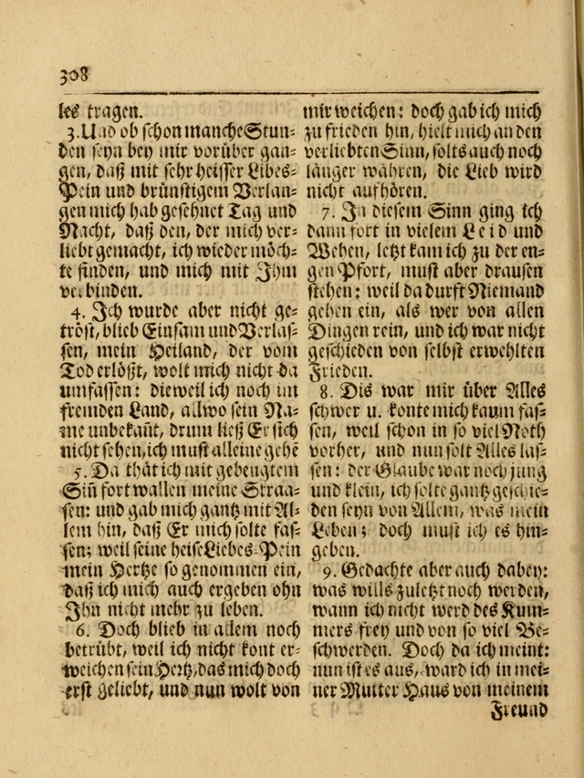 Das Gesäng Der einsamen und verlassenen Turtel-Taube, Nemlich der Christlichen Kirche: oder geistliche u. erfahrungs-volle liedens u. libes-gethöne, als darinnen bendes die volrkost der neuen welt... page 308