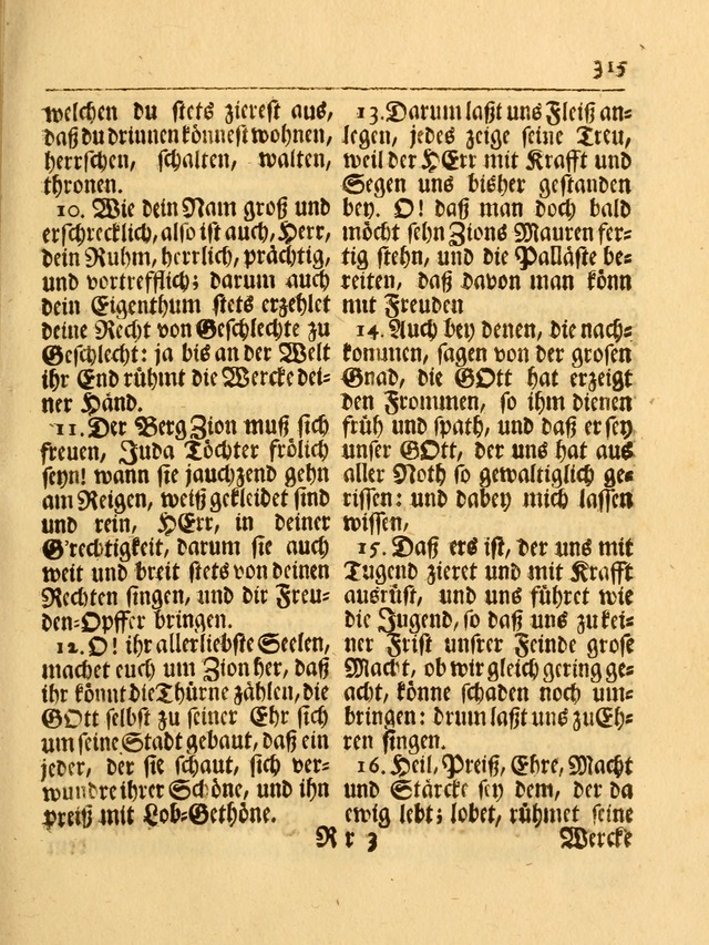 Das Gesäng Der einsamen und verlassenen Turtel-Taube, Nemlich der Christlichen Kirche: oder geistliche u. erfahrungs-volle liedens u. libes-gethöne, als darinnen bendes die volrkost der neuen welt... page 315