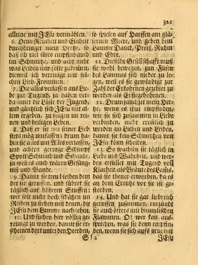 Das Gesäng Der einsamen und verlassenen Turtel-Taube, Nemlich der Christlichen Kirche: oder geistliche u. erfahrungs-volle liedens u. libes-gethöne, als darinnen bendes die volrkost der neuen welt... page 321