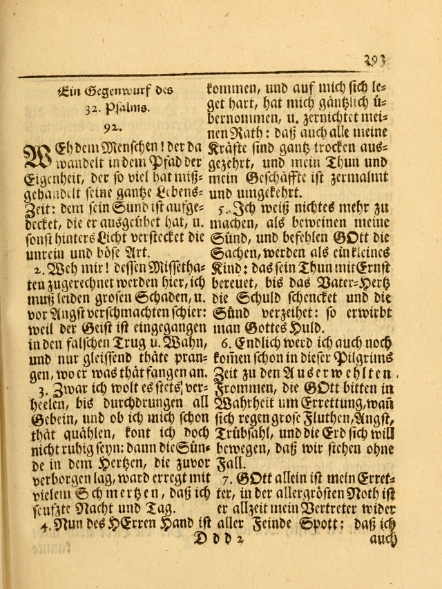 Das Gesäng Der einsamen und verlassenen Turtel-Taube, Nemlich der Christlichen Kirche: oder geistliche u. erfahrungs-volle liedens u. libes-gethöne, als darinnen bendes die volrkost der neuen welt... page 393