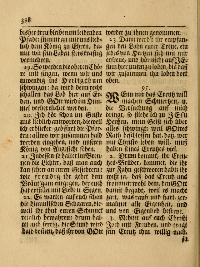 Das Gesäng Der einsamen und verlassenen Turtel-Taube, Nemlich der Christlichen Kirche: oder geistliche u. erfahrungs-volle liedens u. libes-gethöne, als darinnen bendes die volrkost der neuen welt... page 398