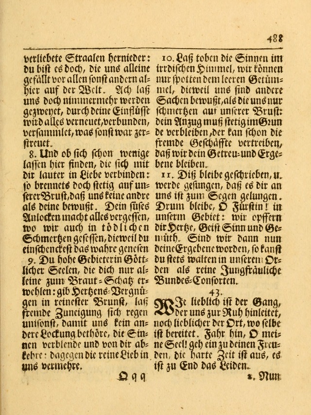 Das Gesäng Der einsamen und verlassenen Turtel-Taube, Nemlich der Christlichen Kirche: oder geistliche u. erfahrungs-volle liedens u. libes-gethöne, als darinnen bendes die volrkost der neuen welt... page 487