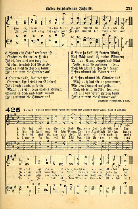 Deutsches Lieder- und Melodienbuch: mit einem Anhang englisher Lieder page 291