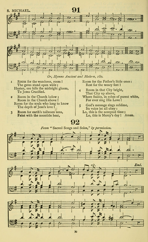 The Durham Mission Tune Book: with supplement, containting one hundred and fifty-nine hymn tunes, chants and litanies for the durham mission hymn-book (2nd ed.) page 70