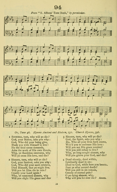 The Durham Mission Tune Book: with supplement, containting one hundred and fifty-nine hymn tunes, chants and litanies for the durham mission hymn-book (2nd ed.) page 72