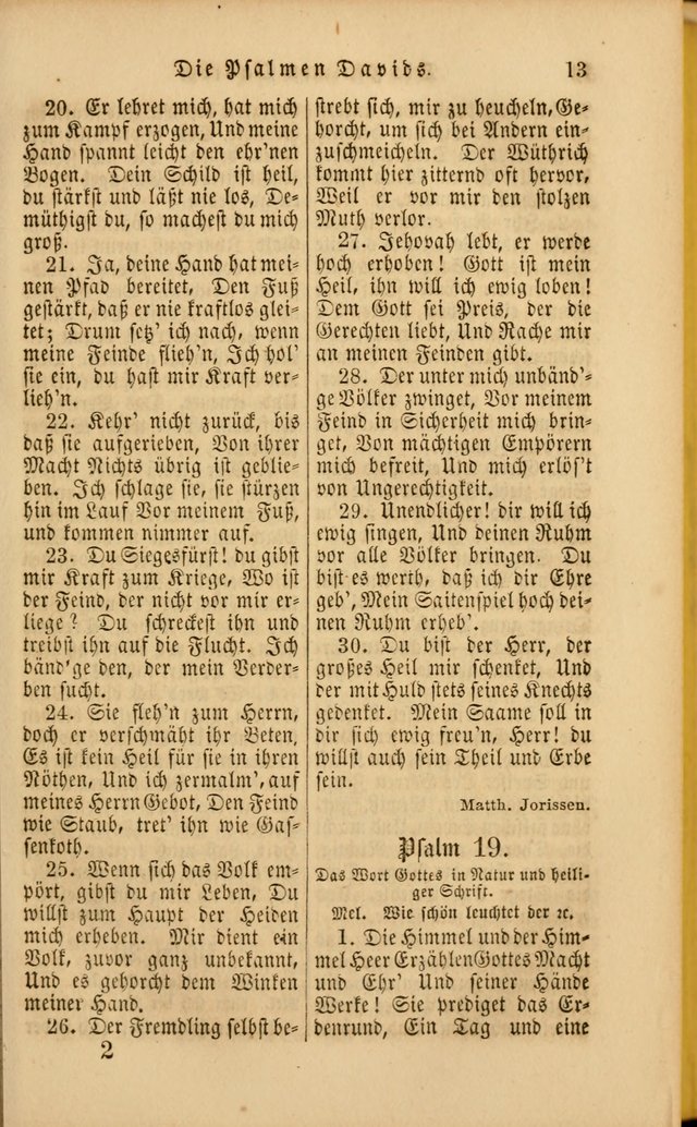 Die Psalmen Davids: nebst einer Sammlung Geistlicher lieder für Oeffentlichen und Privat-Gottesdienst page 13