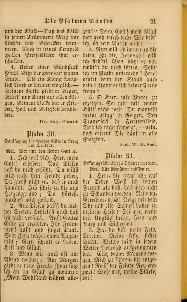 Die Psalmen Davids: nebst einer Sammlung Geistlicher lieder für Oeffentlichen und Privat-Gottesdienst page 21