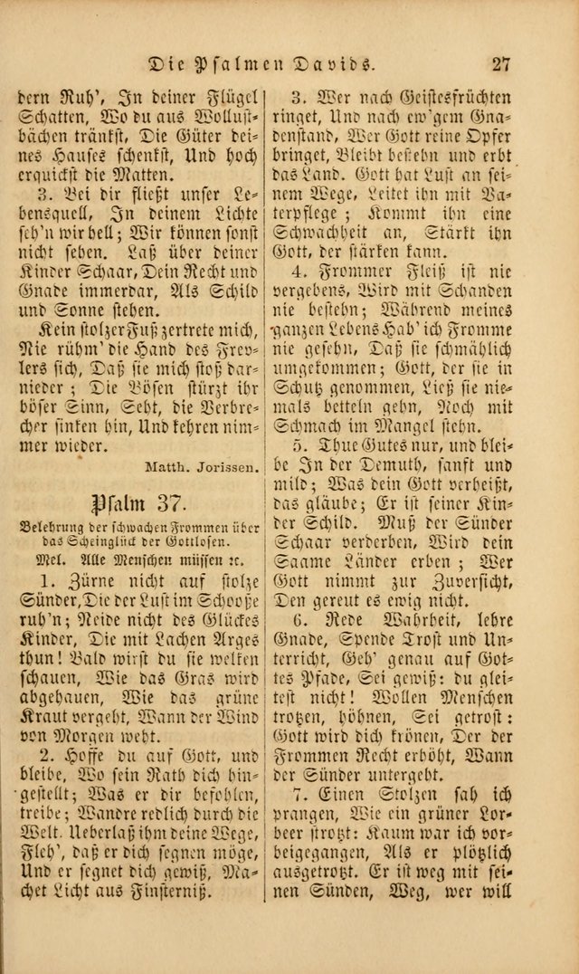 Die Psalmen Davids: nebst einer Sammlung Geistlicher lieder für Oeffentlichen und Privat-Gottesdienst page 27