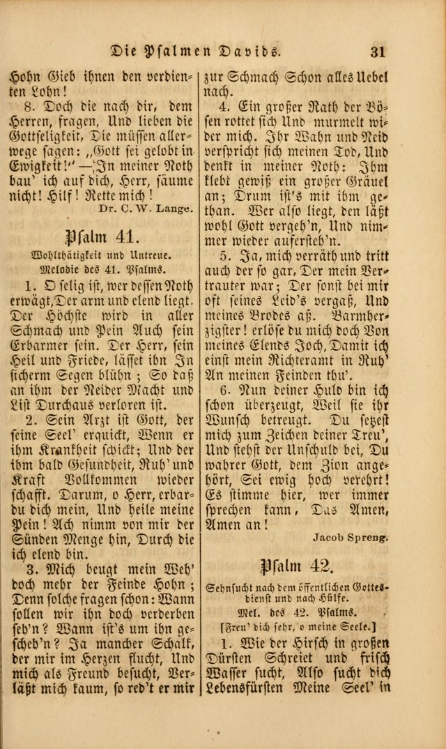 Die Psalmen Davids: nebst einer Sammlung Geistlicher lieder für Oeffentlichen und Privat-Gottesdienst page 31