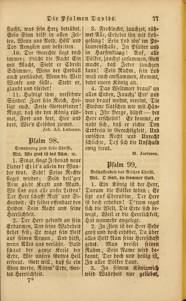 Die Psalmen Davids: nebst einer Sammlung Geistlicher lieder für Oeffentlichen und Privat-Gottesdienst page 77