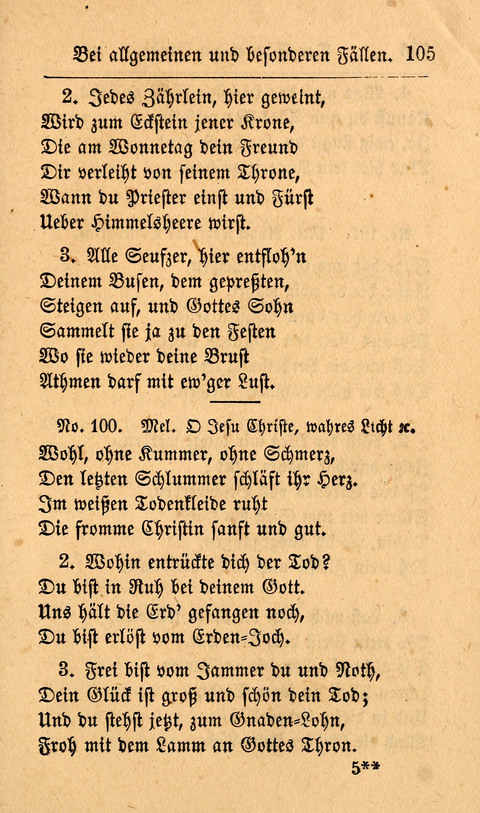 Der Sänger am Grabe: Eine Auswahl Lieder zum Gebrauch bei Leichen-Begängnissen, wie auch Trost-Lieder für Solche, die um geliebte Todte trauern page 101