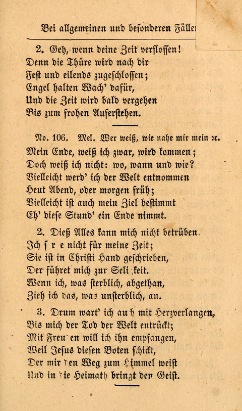 Der Sänger am Grabe: Eine Auswahl Lieder zum Gebrauch bei Leichen-Begängnissen, wie auch Trost-Lieder für Solche, die um geliebte Todte trauern page 107