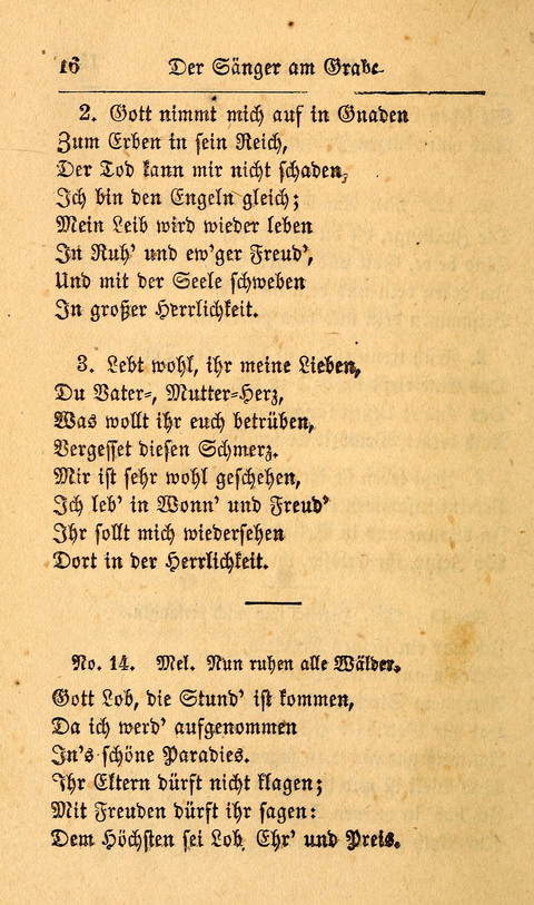 Der Sänger am Grabe: Eine Auswahl Lieder zum Gebrauch bei Leichen-Begängnissen, wie auch Trost-Lieder für Solche, die um geliebte Todte trauern page 12