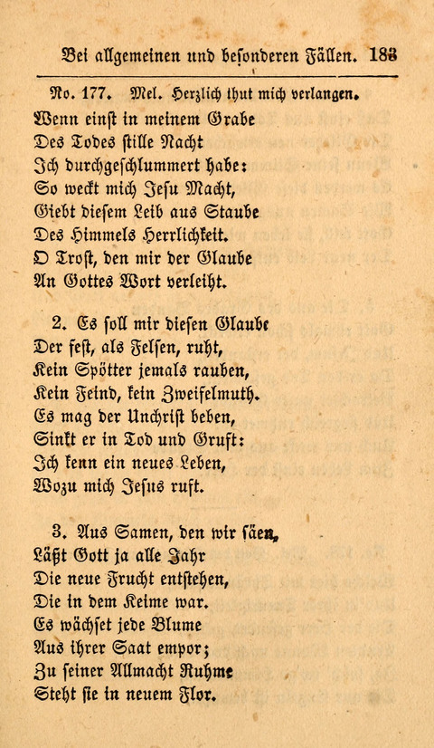 Der Sänger am Grabe: Eine Auswahl Lieder zum Gebrauch bei Leichen-Begängnissen, wie auch Trost-Lieder für Solche, die um geliebte Todte trauern page 179