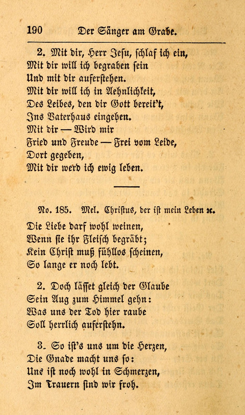 Der Sänger am Grabe: Eine Auswahl Lieder zum Gebrauch bei Leichen-Begängnissen, wie auch Trost-Lieder für Solche, die um geliebte Todte trauern page 186