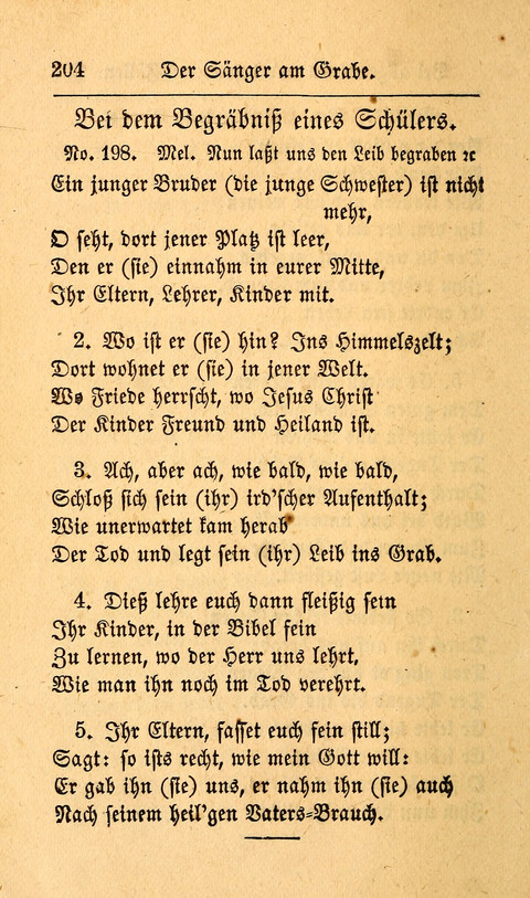 Der Sänger am Grabe: Eine Auswahl Lieder zum Gebrauch bei Leichen-Begängnissen, wie auch Trost-Lieder für Solche, die um geliebte Todte trauern page 200