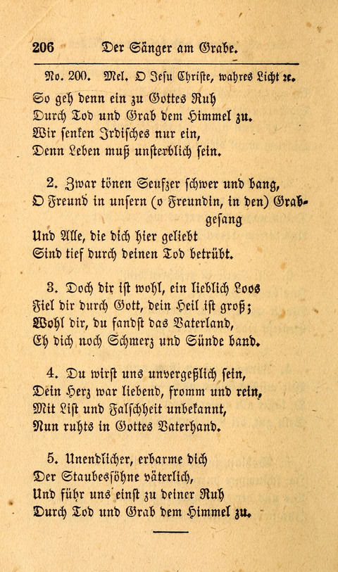 Der Sänger am Grabe: Eine Auswahl Lieder zum Gebrauch bei Leichen-Begängnissen, wie auch Trost-Lieder für Solche, die um geliebte Todte trauern page 202