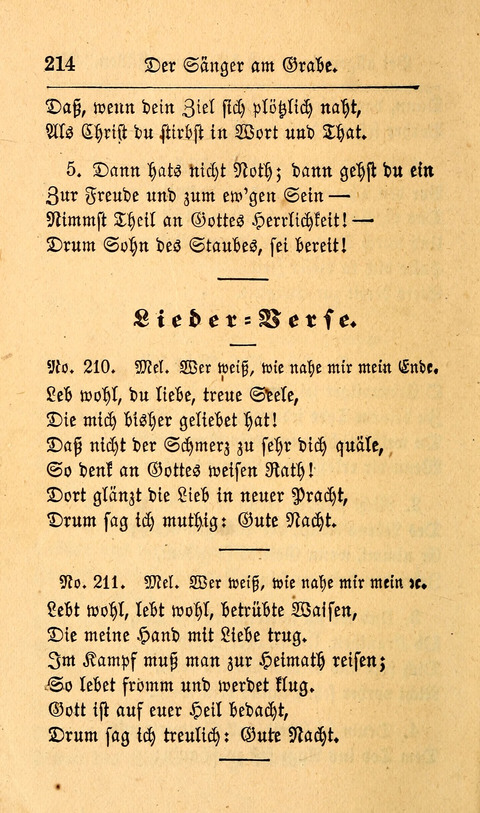 Der Sänger am Grabe: Eine Auswahl Lieder zum Gebrauch bei Leichen-Begängnissen, wie auch Trost-Lieder für Solche, die um geliebte Todte trauern page 210