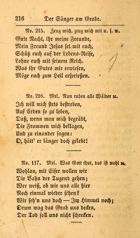 Der Sänger am Grabe: Eine Auswahl Lieder zum Gebrauch bei Leichen-Begängnissen, wie auch Trost-Lieder für Solche, die um geliebte Todte trauern page 212