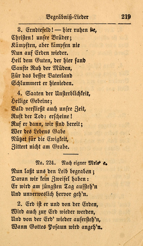 Der Sänger am Grabe: Eine Auswahl Lieder zum Gebrauch bei Leichen-Begängnissen, wie auch Trost-Lieder für Solche, die um geliebte Todte trauern page 215