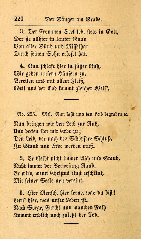 Der Sänger am Grabe: Eine Auswahl Lieder zum Gebrauch bei Leichen-Begängnissen, wie auch Trost-Lieder für Solche, die um geliebte Todte trauern page 216