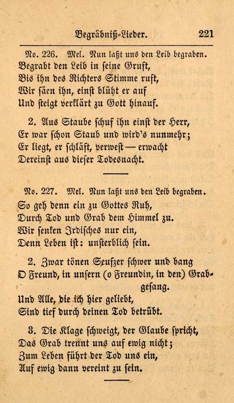 Der Sänger am Grabe: Eine Auswahl Lieder zum Gebrauch bei Leichen-Begängnissen, wie auch Trost-Lieder für Solche, die um geliebte Todte trauern page 217