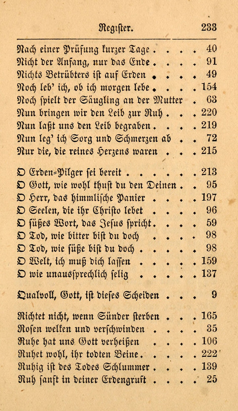 Der Sänger am Grabe: Eine Auswahl Lieder zum Gebrauch bei Leichen-Begängnissen, wie auch Trost-Lieder für Solche, die um geliebte Todte trauern page 229