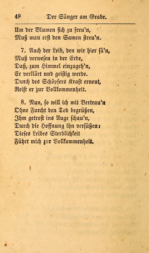 Der Sänger am Grabe: Eine Auswahl Lieder zum Gebrauch bei Leichen-Begängnissen, wie auch Trost-Lieder für Solche, die um geliebte Todte trauern page 44