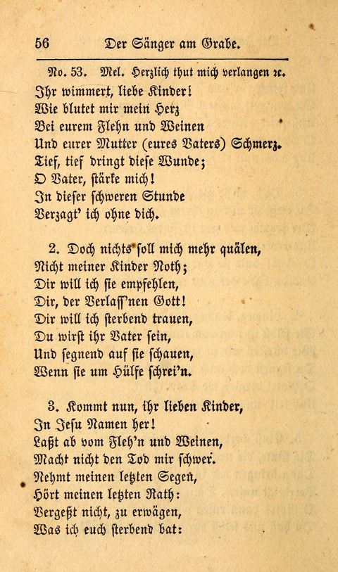 Der Sänger am Grabe: Eine Auswahl Lieder zum Gebrauch bei Leichen-Begängnissen, wie auch Trost-Lieder für Solche, die um geliebte Todte trauern page 52