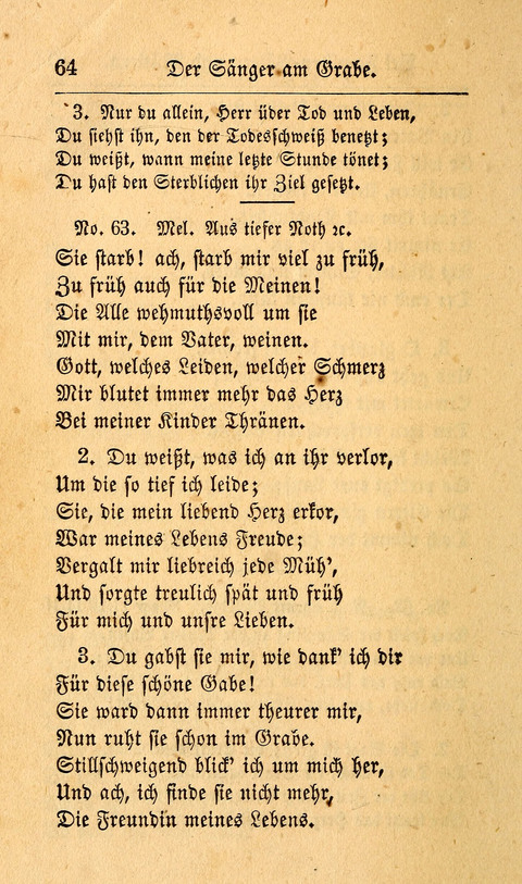 Der Sänger am Grabe: Eine Auswahl Lieder zum Gebrauch bei Leichen-Begängnissen, wie auch Trost-Lieder für Solche, die um geliebte Todte trauern page 60