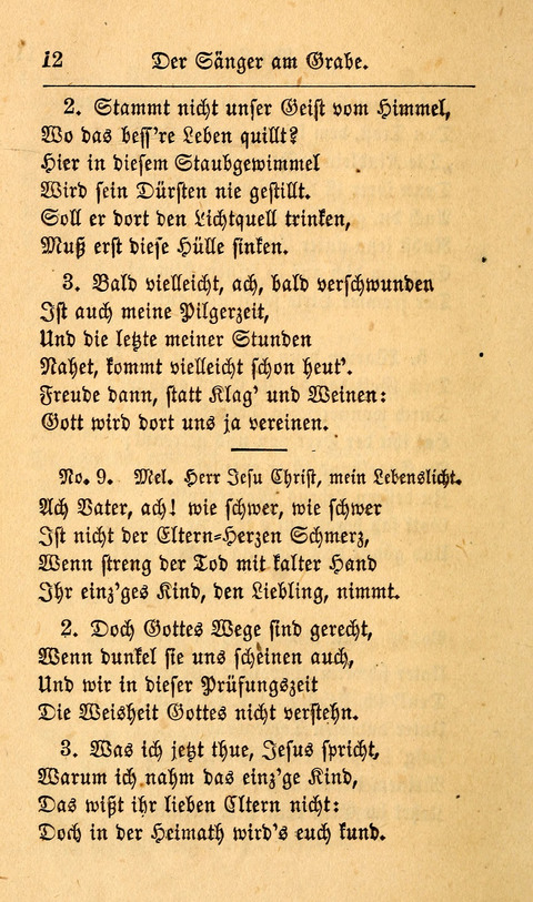 Der Sänger am Grabe: Eine Auswahl Lieder zum Gebrauch bei Leichen-Begängnissen, wie auch Trost-Lieder für Solche, die um geliebte Todte trauern page 8