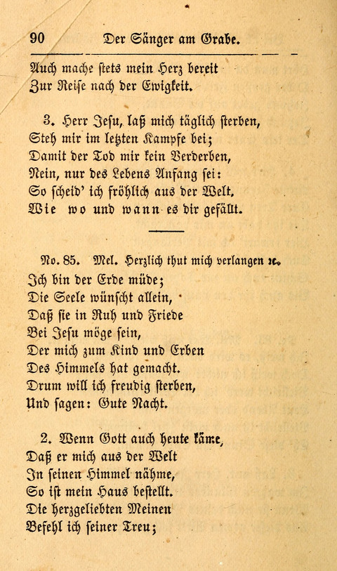 Der Sänger am Grabe: Eine Auswahl Lieder zum Gebrauch bei Leichen-Begängnissen, wie auch Trost-Lieder für Solche, die um geliebte Todte trauern page 86