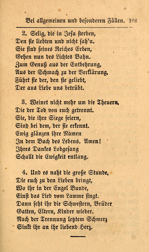 Der Sänger am Grabe: Eine Auswahl Lieder zum Gebrauch bei Leichen-Begängnissen, wie auch Trost-Lieder für Solche, die um geliebte Todte trauern page 99