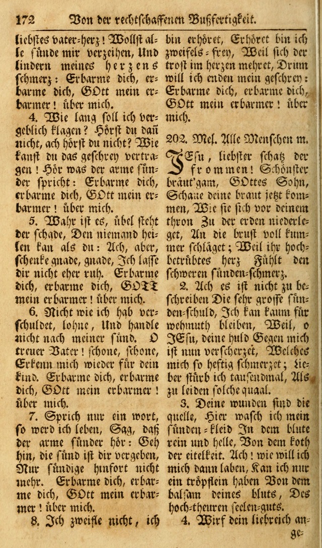 Das Geistliche Saitenspiel: oder, Eine Sammlung auserlesener, erbaulicher, geistreicher Lieder zum Gebrauch aller Gottliebenden Seelen, insonderheit für dei Gemeinen der Evangelischen... (1st Aufl.) page 172