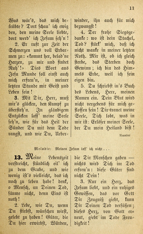 Des "Heils Vollendung": eine Sammlung von Sterbe-, Begräbniß- und Trostliedern für evangelische Christen page 11