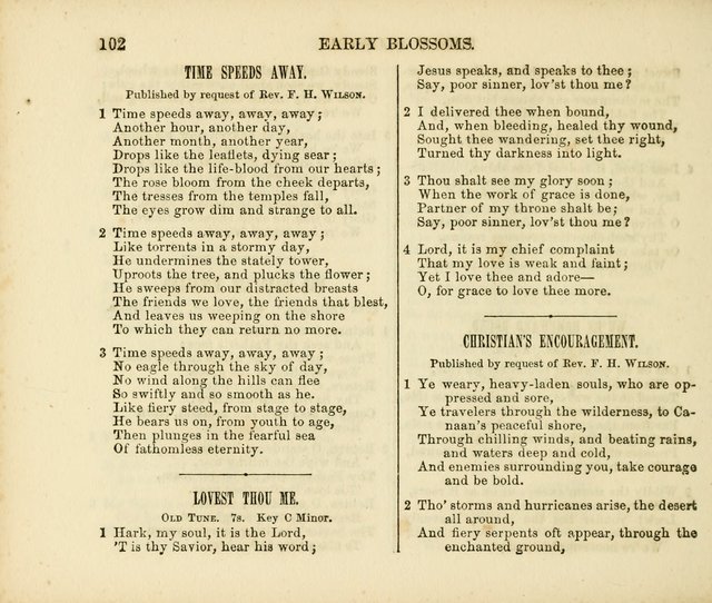 Early Blossoms: a collection of music for Sabbath schools, with rudiments page 102