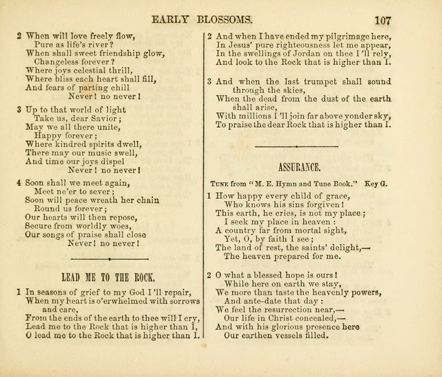 Early Blossoms: a collection of music for Sabbath schools, with rudiments page 107