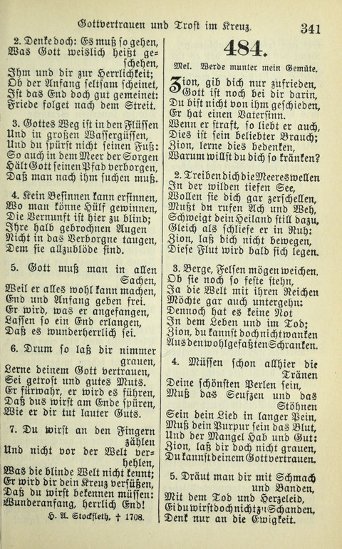 Evangelisches Gesangbuch. Nach Zustimmung der Provinszialsznode vom Jahre 1884 zur Einfürung in der Provinz Brandenburg mit Genehmigung des Evangelischen Oberkirchenrats page 343