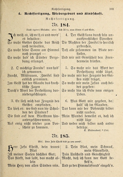Evangelisches Gesangbuch: für die deutschen Congregational-Gemeinden von Nork-Amerika page 103