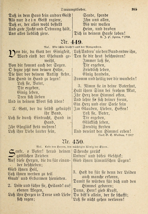 Evangelisches Gesangbuch: für die deutschen Congregational-Gemeinden von Nork-Amerika page 265