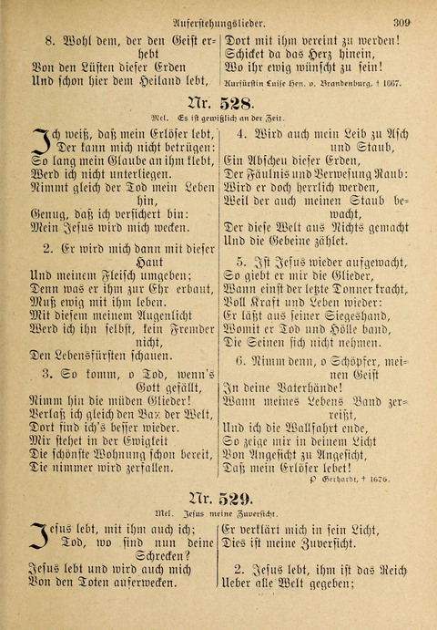 Evangelisches Gesangbuch: für die deutschen Congregational-Gemeinden von Nork-Amerika page 309