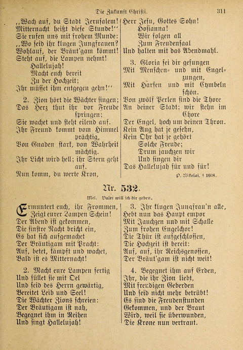 Evangelisches Gesangbuch: für die deutschen Congregational-Gemeinden von Nork-Amerika page 311